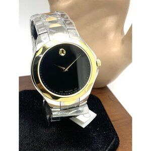 Movado Men's Watch 0606906 Luno Black Dial Swiss Quartz Two Tone Steel 40mm